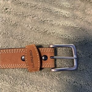 Carhartt Tan Leather Belt with Silver Buckle